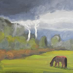 Spring – Bay horse in a Storm